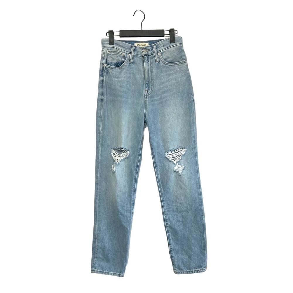 Madewell Ripped Edition The Momjean Womens Sz 24 Gilford Wash High Rise Straight